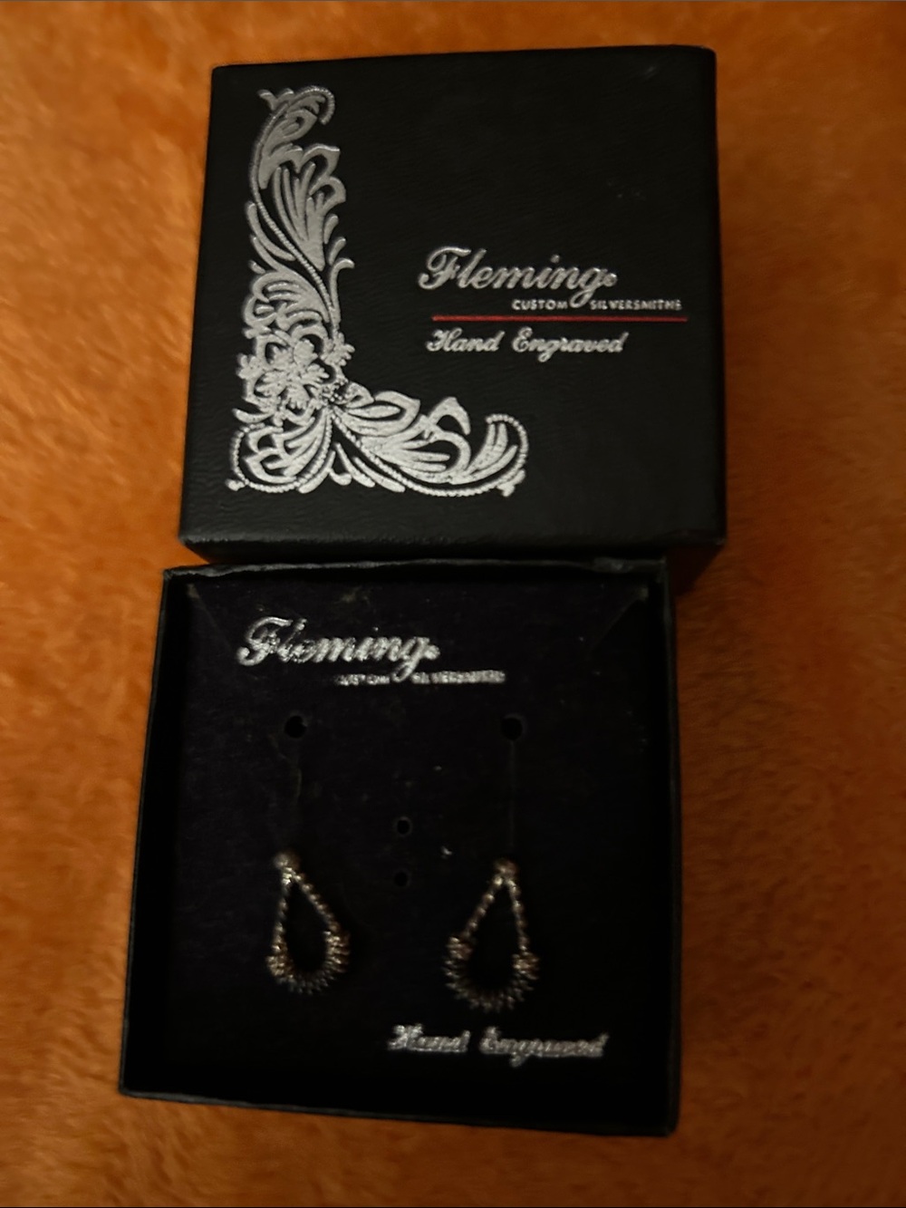 Silver-Tone Teardrop Earrings in Black